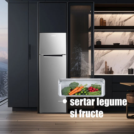 Frigider Samus SX346E, 255L, Clasa E, H 165 cm, Inox