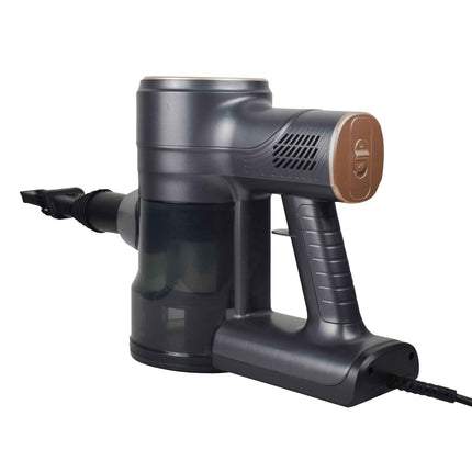 Aspirator vertical 2 in 1 Samus Sticky 61 Eco Gold Led, Putere motor 600 W, Putere aspirare 180 W (17 kPa), Perie motorizata cu LED-uri, Capacitate rezervor 800 ml, Tip cyclonic, Gri/Auriu