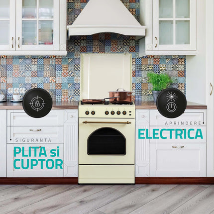 Aragaz pe Gaz Samus SR660S4C1 – 55 L, Lățime 59.8 Cm, 4 Arzătoare Gaz, Cuptor pe Gaz