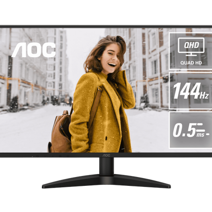 Monitor AOC 27" Q27B36X, Diagonal (inch): 27, Diagonal (cm): 68, Aspect ratio: 16:9, Panel: IPS, Resolution: 2560x1440, Refresh Rate: 144Hz, Response time GtG: 4ms, Response time MPRT: 0.5ms, Brightness (max): 300 cd/mÂ², Contrast (static) : 1500:1, Contrast (dynamic): 20M:1, Viewing angle: 178/178