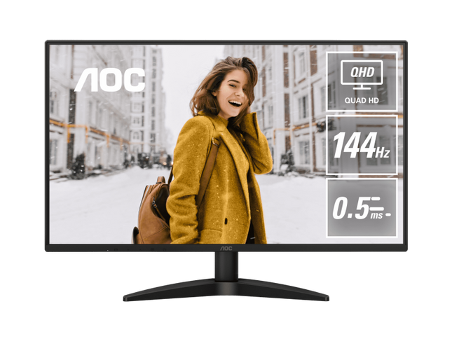 Monitor AOC 27" Q27B36X, Diagonal (inch): 27, Diagonal (cm): 68, Aspect ratio: 16:9, Panel: IPS, Resolution: 2560x1440, Refresh Rate: 144Hz, Response time GtG: 4ms, Response time MPRT: 0.5ms, Brightness (max): 300 cd/mÂ², Contrast (static) : 1500:1, Contrast (dynamic): 20M:1, Viewing angle: 178/178