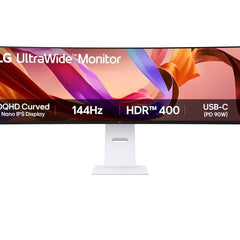 Monitor LG 49" 49U950A-W.AEU, Curvature: 3800R, Diagonal (inch): 49, Diagonal (cm): 124, Aspect ratio: 32:09, Panel: IPS, Resolution: 5120x1440, Refresh Rate: 144Hz, Response time GtG: 5ms, Brightness (max): 400 cd/mÂ², Contrast (static) : 1000:1, Viewing angle: 178/178, Color Gamut Type: DCI-P3