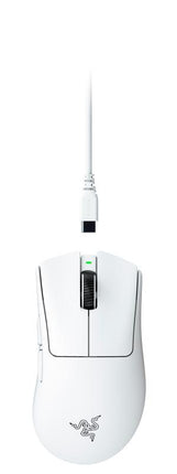 Mouse gaming Razer DeathAdder V4 Pro, rezolutie maxima 45000 DPI, senzor Focus Pro 45K Optical Sensor Gen-2, switch Optical Mouse Switches Gen-4,autonomie pana la 1500 ore, alb