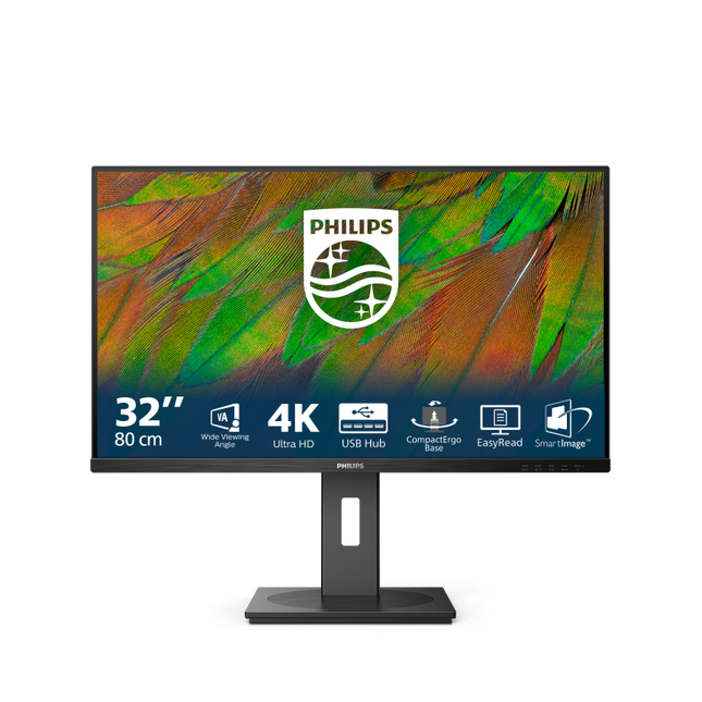 Monitor Philips 31.5" 32B1N3800/00, Diagonal (inch): 31.5, Diagonal (cm): 80, Aspect ratio: 16:9, Panel: LCD VA, Resolution: 3840x2160, Refresh Rate: 60Hz, Response time GtG: 4ms, Brightness (max): 350 cd/mÂ², Contrast (static) : 3500:1, Contrast (dynamic): 50M:1, Viewing angle: 178/178, Color Gamut