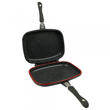 Tigaie Grill Dublu Samus TOL3232-GC Toledo Line, Dreptunghiulara, Aluminiu Turnat, 32 X 25 X 7 Cm, Negru