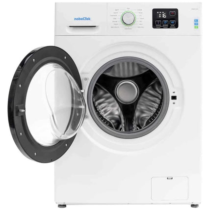 Masina de spalat rufe frontala, NobeLTek NWM612E-W, 6 kg, 1200 rpm, clasa E, adancime 44.5 cm, pornire intarziata, curatare tambur, functie blocare copii, alb
