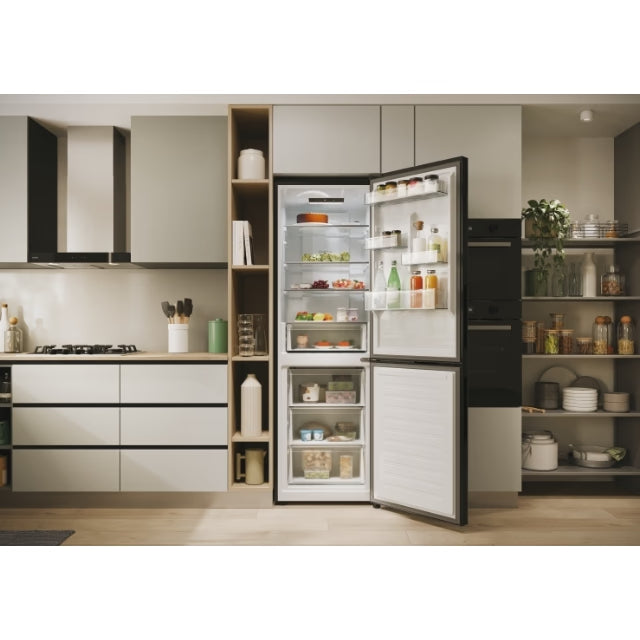 Combină frigorifică Candy ECN2CQTEB186 – Total No Frost, 355 L, H 185 cm, clasa E, negru