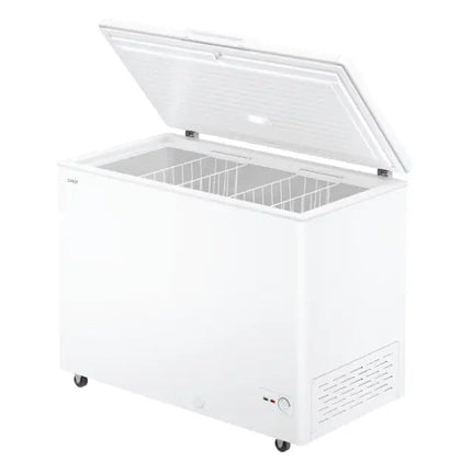 Lada frigorifica Candy CCHH 3012E, 300 litri, conversie congelator in frigider , clasa E, H 84 cm, functionare la temperaturi scazute, alba Carpatik.ro