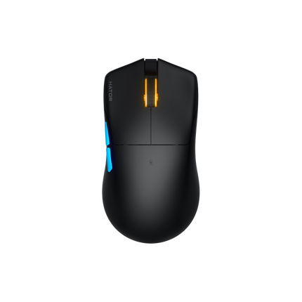 Mouse gaming wireless Hator Pulsar 3 PRO, polling rate pana la 1000Hz, senzor Optical PixArt PAW 3950, rezolutie maxima 30000 DPI, switch HATORÂ® Optical 100M, side switch Kailh 3M, durata de viata baterie in wireless mode pana la 120 de ore, negru