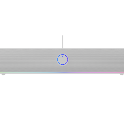 Soundbar GENESIS HELIUM 312BT 2.0, putere 10W, lungime cablu 150cm, frecventa raspuns 100 - 20000 Hz, iluminare multicolor, interfata USB-A, alb