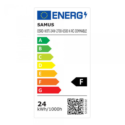 Plafoniera Led Smart Samus OSRD-WIFI-24W-2700-6500K-RC-DIMMABLE, Telecomanda, 24 W, 1680 LM, 39.5 cm, Temperatura de culoare 2700-6500K, Clasa energetica F, Alb