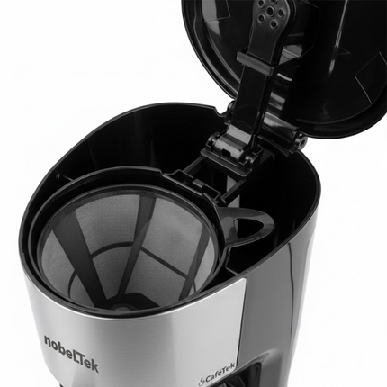 Cafetiera nobeLTek NCM75B, 750 W, 1.25 l capacitate, filtru permanent, anti-picurare, functie pastrare cald 40 min, zgomot redus, Negru