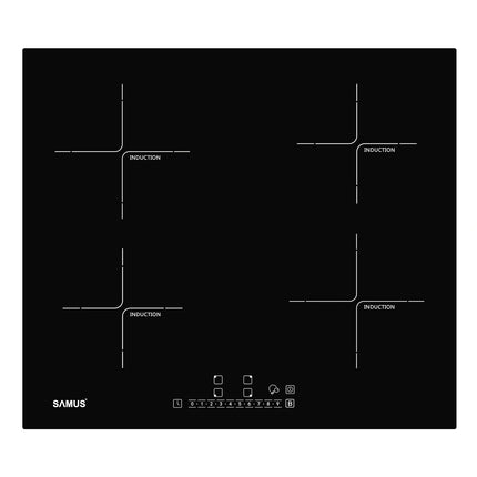 Plită incorporabilă cu inducție Samus PSI-64BG7 – 4 zone, touch, timer, boost, 60 cm, negru