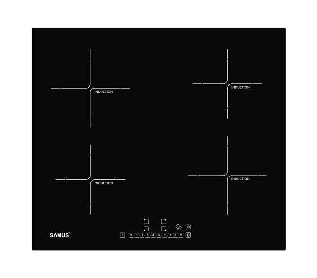 Plită incorporabilă cu inducție Samus PSI-64BG7 – 4 zone, touch, timer, boost, 60 cm, negru