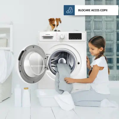 Masina de spalat rufe frontala, Albatros AWMI14125, 12 kg, 1400 rpm, clasa A, adancime 65 cm, motor inverter, control antispuma, functie adaugare rufe, curatare tambur, curatare cu abur, programare intarziata, blocare acces copii, alb Carpatik.ro