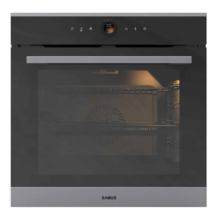 Cuptor incorporabil Samus SC633GDT15, 74 L, Panou slim din sticla neagra, 15 functii + gatire 3D, Putere cuptor 2890-3440 W, Grill electric