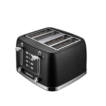 Prajitor de paine Daewoo DBT4160B, 1600 W, 4 felii, Dual Zone, Mix Match, reincalzire, decongelare, anulare, control electronic rumenire, Negru