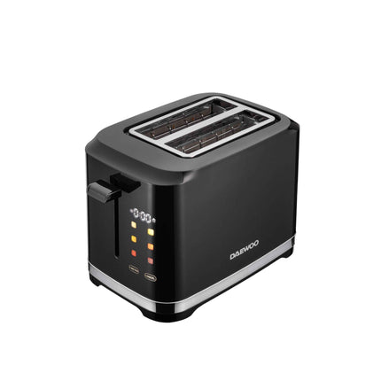 Prajitor de paine Daewoo DBTCT80B, putere 800 W,Display LED, functie reincalzire, functie decongelare, tavita pentru firimituri, control electronic rumenire, carcasa Cool Touch, culoare negru
