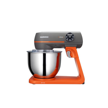 Mixer cu bol Daewoo DHM1000, 1000 W, 10 trepte de viteza, bol inox 7 litri, angrenaj metalic, display LED, accesorii incluse, Portocaliu