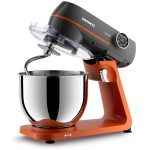 Mixer cu bol Daewoo DHM1000, 1000 W, 10 trepte de viteza, bol inox 7 litri, angrenaj metalic, display LED, accesorii incluse, Portocaliu