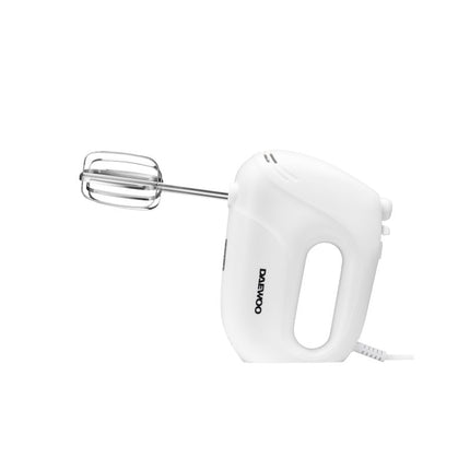 Mixer de mana Daewoo DHM25W, putere 250 W, functie Turbo, 5 viteze, accesoriu tel, carlige aluat, Alb