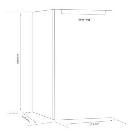 Frigider cu o usa Albatros FA115IME, Motor Inverter, 90 L, Clasa energetica E, H 85 cm, Alb