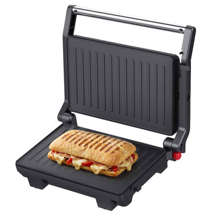 Grill electric Albatros GT-1000X, 1000 W, Indicator luminos de functionare, Placi tip grill din aluminiu turnat, Control automat al temperaturii