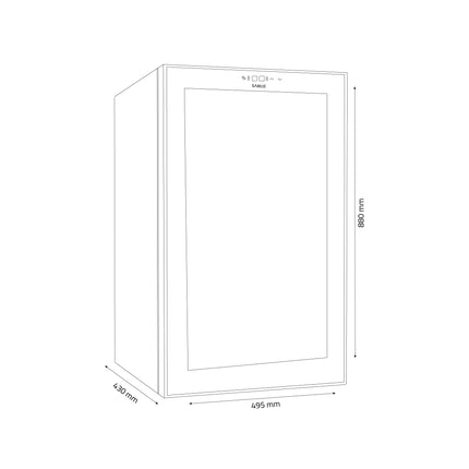 Racitor vinuri Samus SRV98LMCD (33), 5 rafturi din lemn, 88 litri, capacitate 33 sticle, clasa G, 2 zone de racire, termostat reglabil, racire cu compresor, iluminare interioara LED, control tactil cu afisaj electronic, 88 x 53.5 x 46.5 cm