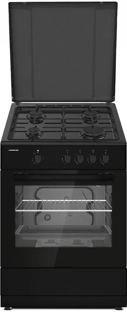 ARAGAZ GAZ HEINNER HFSC-SME66IBK, 60X60CM, 4 ARZATOARE, SUPORT EMAIL, CAPAC METALIC, APRINDERE ELECTRICA, DISPOZITIV DE SIGURANTA PLITA SI CUPTOR, USA CUPTOR CU GEAM DUBLU, DUZE GPL INCLUSE, TAVA SI Heinner