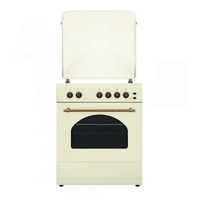 ARAGAZ PE GAZ SAMUS SR660S4C1, 4 ARZTOARE GAZ, ARZTOR WOK, CUPTOR PE GAZ, 55 L, APRINDERE ELECTRIC, DISPOZITIV SIGURAN ARZTOARE, TIMER, GRTAR FONT, LIME 59.8 CM, CULOARE BEJ Samus