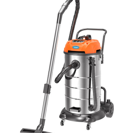 Aspirator multifunctional Limpio LWD-90X3, 3600 W, Putere aspirare 450 W, Recipient colectare cu finisaj inox 90 litri, Flux de aer 3.5 m3/min, Portocaliu/Argintiu