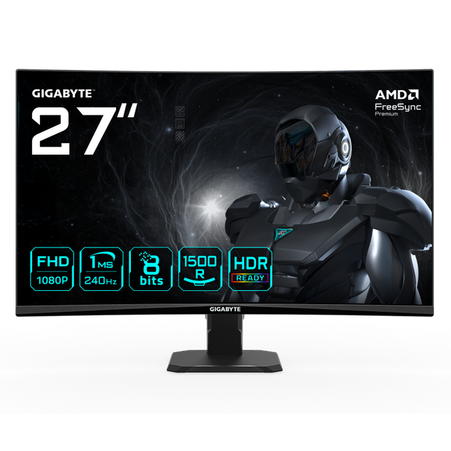 GIGABYTE GS27FC2. Display diagonal: 68.6 cm (27"), Display resolution: 1920 x 1080 pixels, HD type: Full HD, Display technology: LED, Response time: 1 ms, Native aspect ratio: 16:10, Viewing angle, horizontal: 178Â°, Viewing angle, vertical: 178Â°. VESA mounting. Product colour: Black