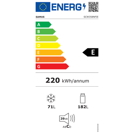 Combina frigorifica Samus SCW358NFIE , Clasa energetica E, Capacitate totala neta: 253 litri