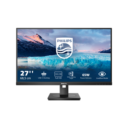 Monitor Philips 27" 273S1/00, Diagonal (inch): 27, Diagonal (cm): 68, Aspect ratio: 16:9, Panel: IPS, Resolution: 1920x1080, Refresh Rate: 75Hz, Response time GtG: 4ms, Brightness (max): 300 cd/mÂ², Contrast (static) : 1000:1, Contrast (dynamic): 50M:1, Viewing angle: 178/178, Color Gamut Type: NTSC