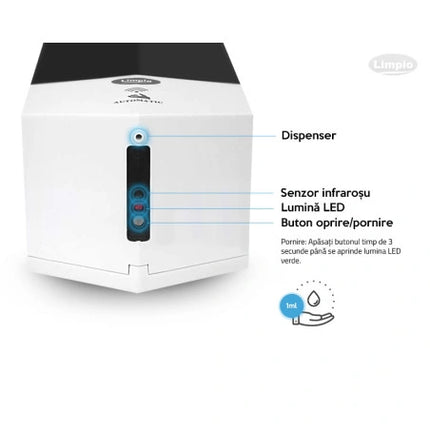 Dozator sapun lichid cu senzor Limpio SD600S – 600 ml, ABS, montaj suspendat, antifurt