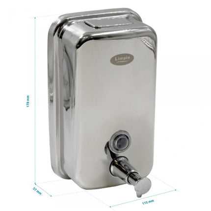 Dozator sapun lichid Limpio SD80 – 800 ml, inox lucios, vizor nivel, cheie