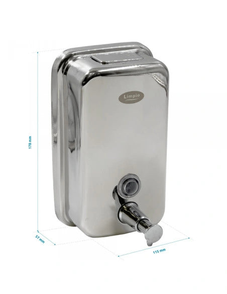 Dozator sapun lichid Limpio SD80 – 800 ml, inox lucios, vizor nivel, cheie
