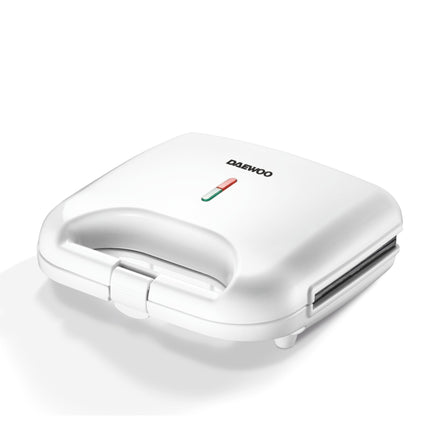Sandwich maker Daewoo DSM25W, 800 W, placi neaderente, incalzire controlata prin termostat, maner CoolTouch, clapeta de blocare, indicator luminos incalzire, Alb