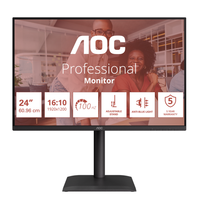 Monitor AOC 24" X24E4U, Diagonal (inch): 24, Diagonal (cm): 60, Aspect ratio: 16:10, Panel: IPS, Resolution: 1920x1200, Refresh Rate: 100Hz, Response time GtG: 4ms, Brightness (max): 300 cd/mÂ², Contrast (static) : 1500:1, Contrast (dynamic): 20M:1, Viewing angle: 178/178, Color Gamut Type: sRGB