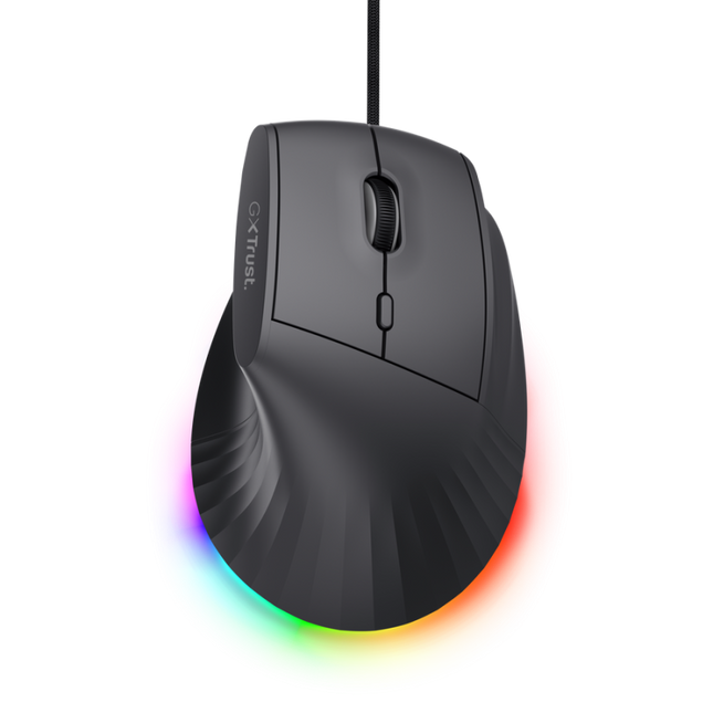 Mouse ergonomic cu fir Trust GXT 145 Rexxa, conectivitate USB-A, rezolutie maxima 12800 dpi, negru