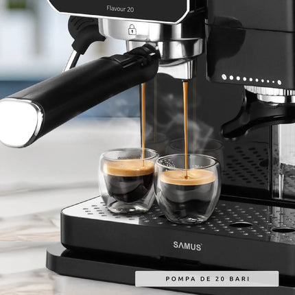 ESPRESSOR CAFEA, SAMUS FLAVOUR 20, AUTOMAT, RASNITA INCORPORATA, CAFEA BOABE, 20 BAR, 1350 W, CAPACITATE 0.9 LITRI, CAPACITATE RASNITA 115 G, PANOU TOUCH CONTROL, REGLARE GRAD MACINARE Samus