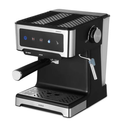 ESPRESSOR SAMUS ESPRESSIA 20, 20 BARI, PUTERE 1150 W, REZERVOR DE APA TRANSPARENT DETASABIL 1.8 LITRI, 3 OPTIUNI DISPONIBILE (1 CEASCA/2CESTI/APA CALDA), NEGRU Samus