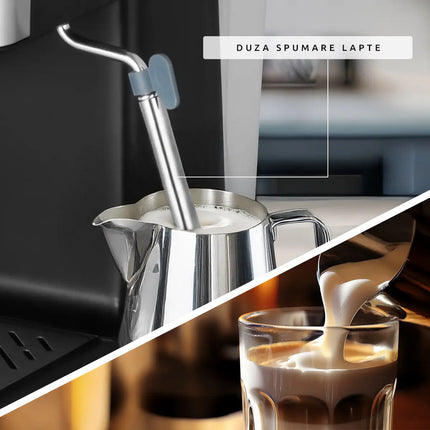 ESPRESSOR SAMUS ESPRESSIA 20, 20 BARI, PUTERE 1150 W, REZERVOR DE APA TRANSPARENT DETASABIL 1.8 LITRI, 3 OPTIUNI DISPONIBILE (1 CEASCA/2CESTI/APA CALDA), NEGRU Samus