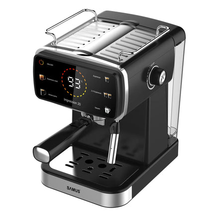 ESPRESSOR SAMUS IMPRESSION 20, 20 BARI, 5 OPTIUNI CAFEA, TOUCH CONTROL, REZERVOR APA 1.5L, 1350W, ECRAN AFISARE TEMPERATURA APA, SISTEM ELECTRONIC DE INCALZIRE, NEGRU Samus