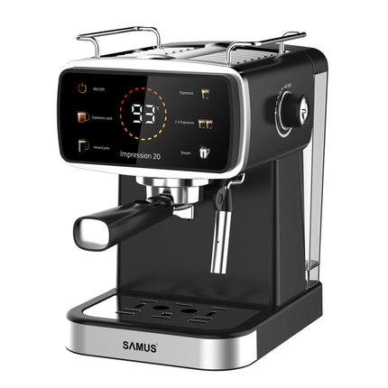 ESPRESSOR SAMUS IMPRESSION 20, 20 BARI, 5 OPTIUNI CAFEA, TOUCH CONTROL, REZERVOR APA 1.5L, 1350W, ECRAN AFISARE TEMPERATURA APA, SISTEM ELECTRONIC DE INCALZIRE, NEGRU Samus