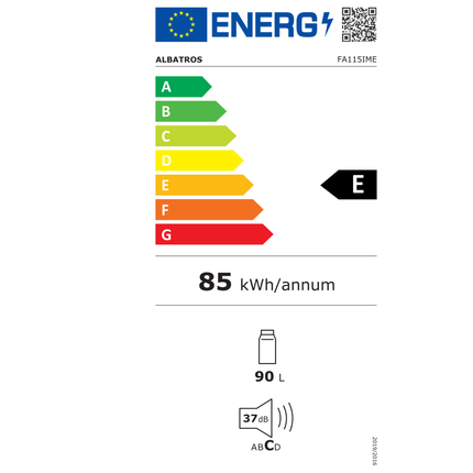 Frigider cu o usa Albatros FA115IME, Motor Inverter, 90 L, Clasa energetica E, H 85 cm, Alb