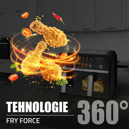 FRITEUZA CU AER CALD SAMUS AF9DUO-S2600DW, 2600 W, 9 LITRI, TOUCH CONTROL, 10 PROGRAME Samus