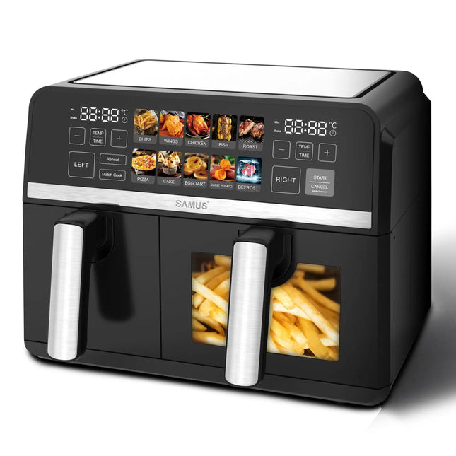 FRITEUZA CU AER CALD SAMUS AF9DUO-S2600DW, 2600 W, 9 LITRI, TOUCH CONTROL, 10 PROGRAME Samus