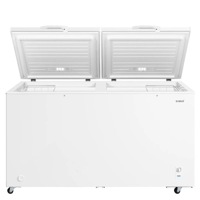 LADA FRIGORIFICA 2 IN 1 SAMUS LS556E, 508 L, CLASA ENERGETICA E, CAPACITATE DE CONGELARE 23KG/24H, CLASA ENERGETICA E, PANOU DE CONTROL CU INDICATOR LUMINOS, ORIFICIU PENTRU DRENAJ, ALB Samus