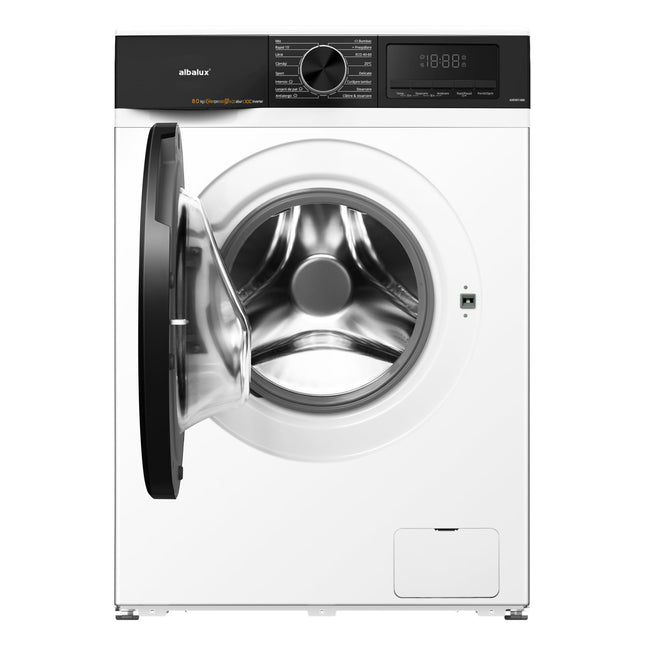 MASINA DE SPALAT RUFE ALBALUX AXEWI1486, 8 KG, 16 PROGRAME, 1400 ROTATII, CLASA ENERGETICA A, DISPLAY LED, SPALARE CU ABUR, MOTOR INVERTER, ALB ALBALUX